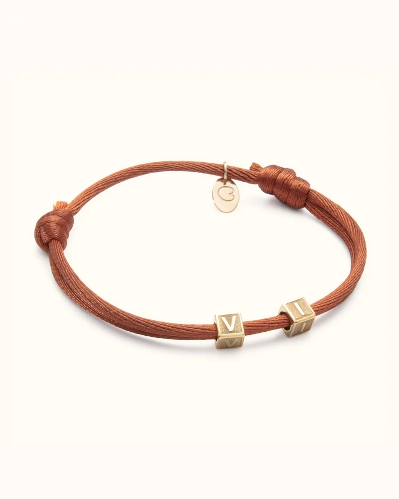 Initial Cube Armband - Goudkleurig staal - Gepersonaliseerde Armband