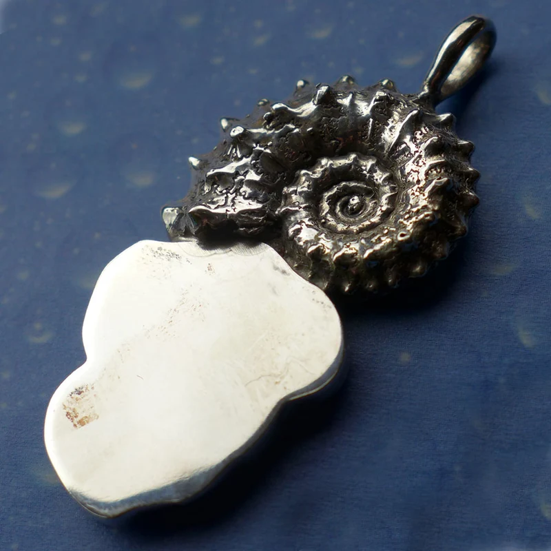 Wassermelonen Turmalin Kette Ammonit Silber