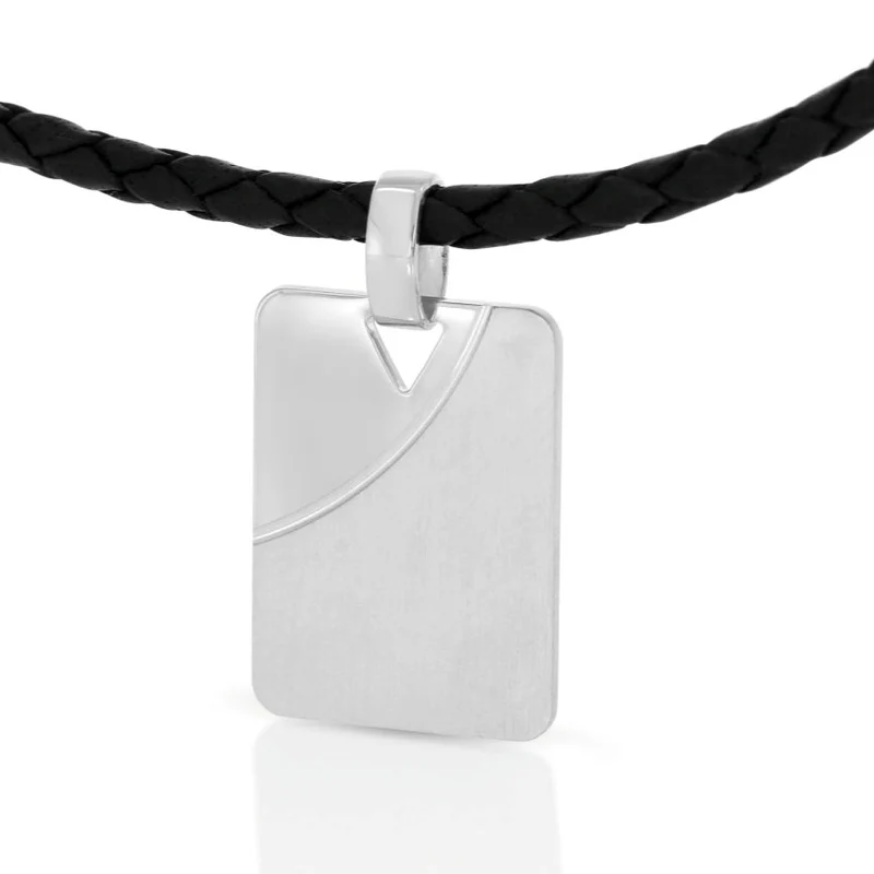 Herren Lederkette Gravur Anhänger 925 Sterling Silber