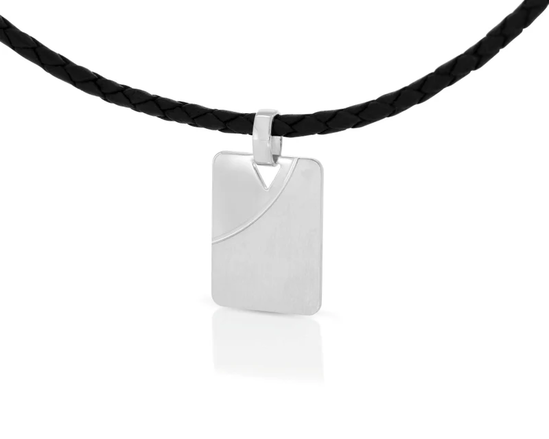 Herren Lederkette Gravur Anhänger 925 Sterling Silber