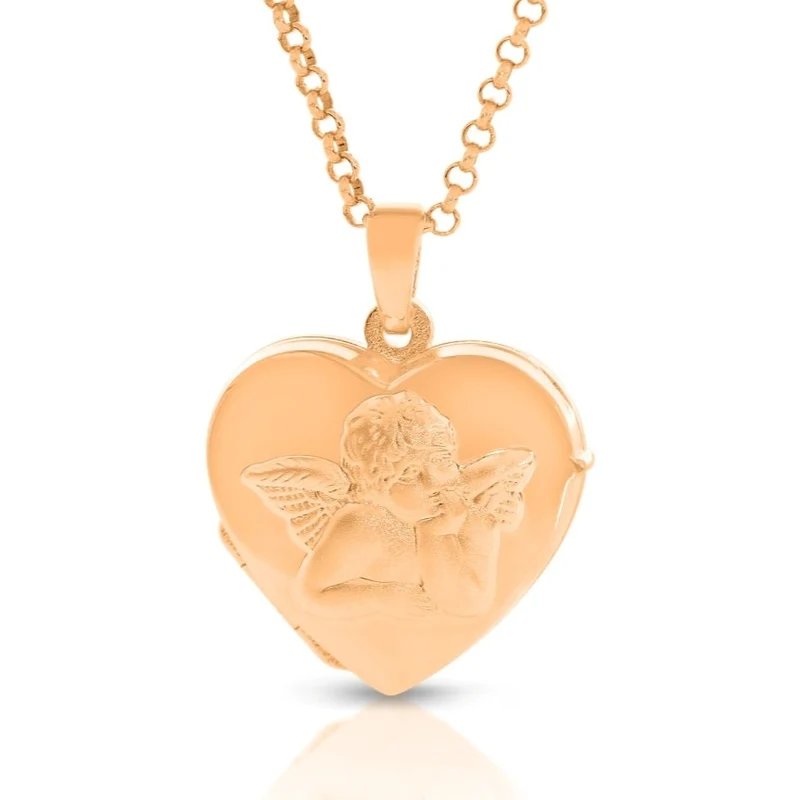 Fotomedaillon Engel Schmuck rosé vergoldet Taufe Kette