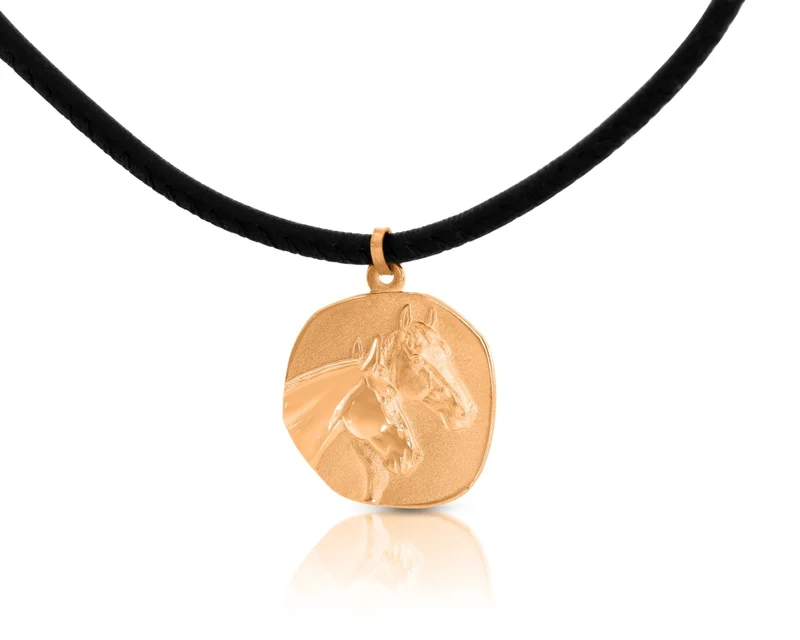 Nappaleder Kette mit Anhänger 2,3 cm Pferde Schmuck Pony Pferd Horse