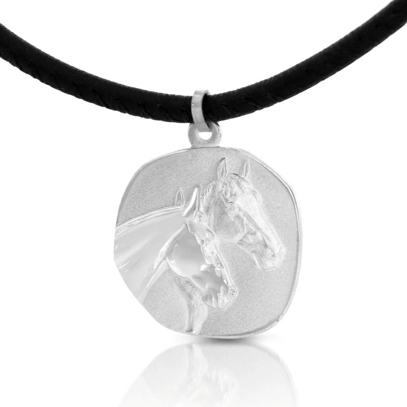 Pferde Schmuck Anhänger 2,3 cm Nappaleder Kette Pferdeköpfe