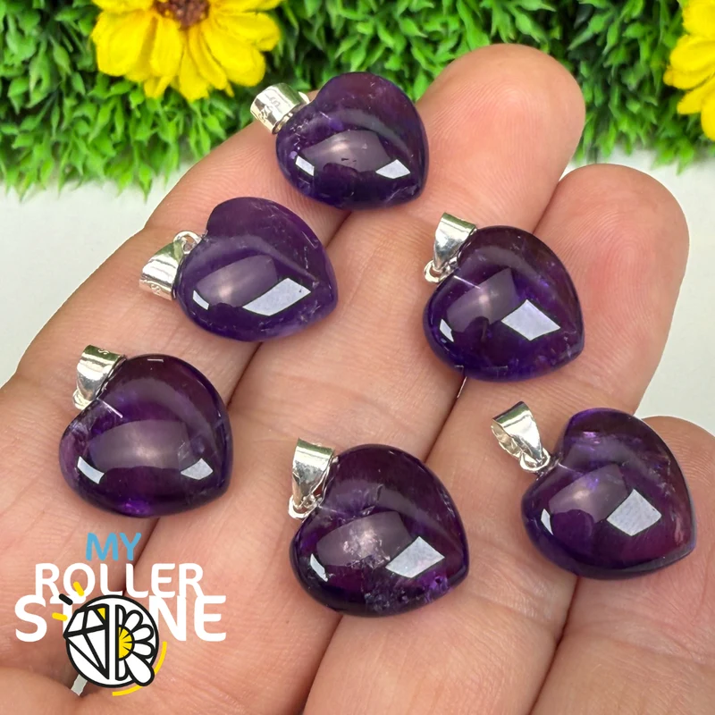 Amethyst-Herzanhänger, 5A Silber 925