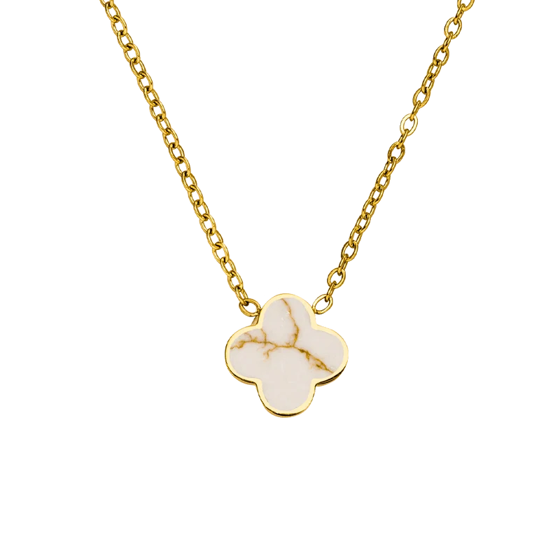 White-Gold Clover Kette | 18K vergoldet