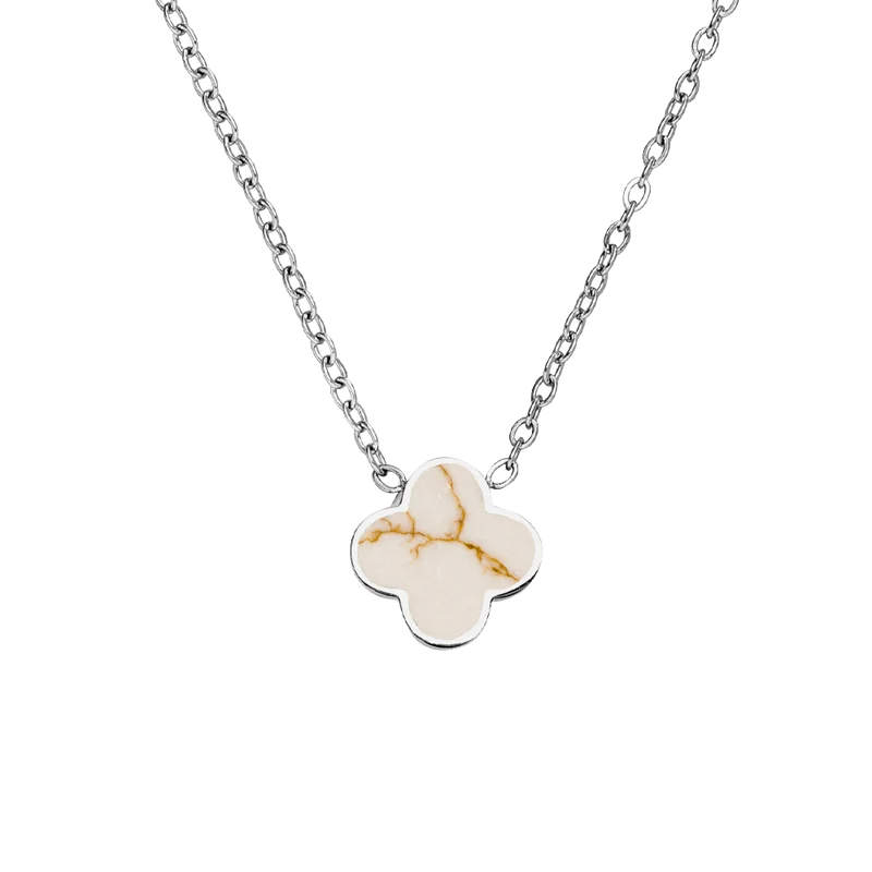 White-Gold Clover Kette | 18K vergoldet