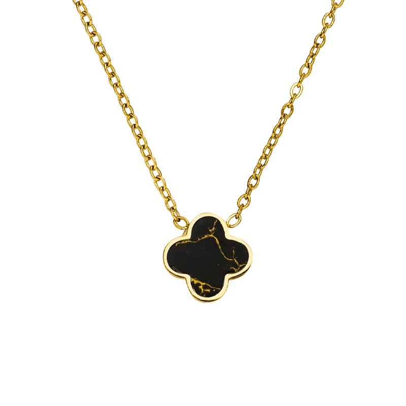 Black-Gold Clover Kette | 18K vergoldet