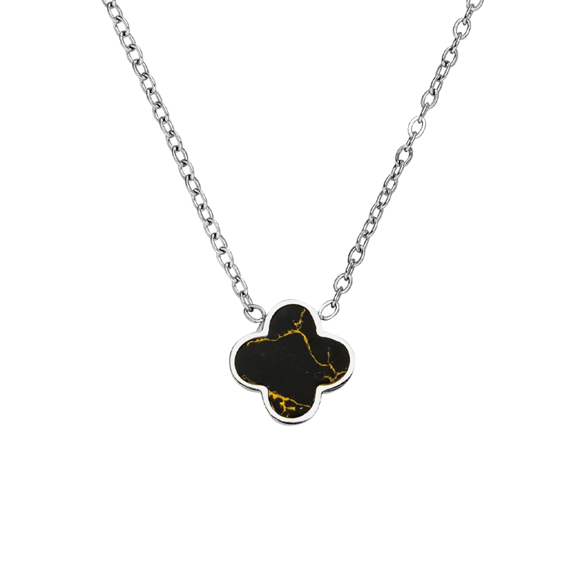 Black-Gold Clover Kette | 18K vergoldet