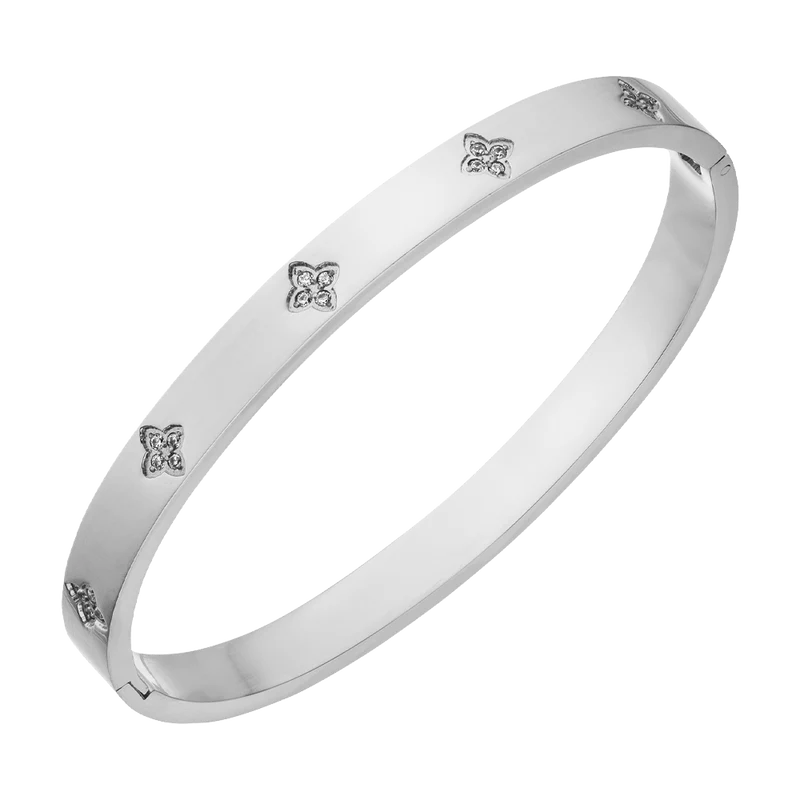 Clover Stone Armreif | 18K vergoldet