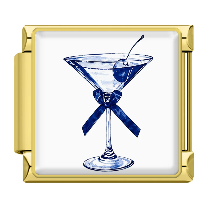 Blaues Cocktailglas Gold