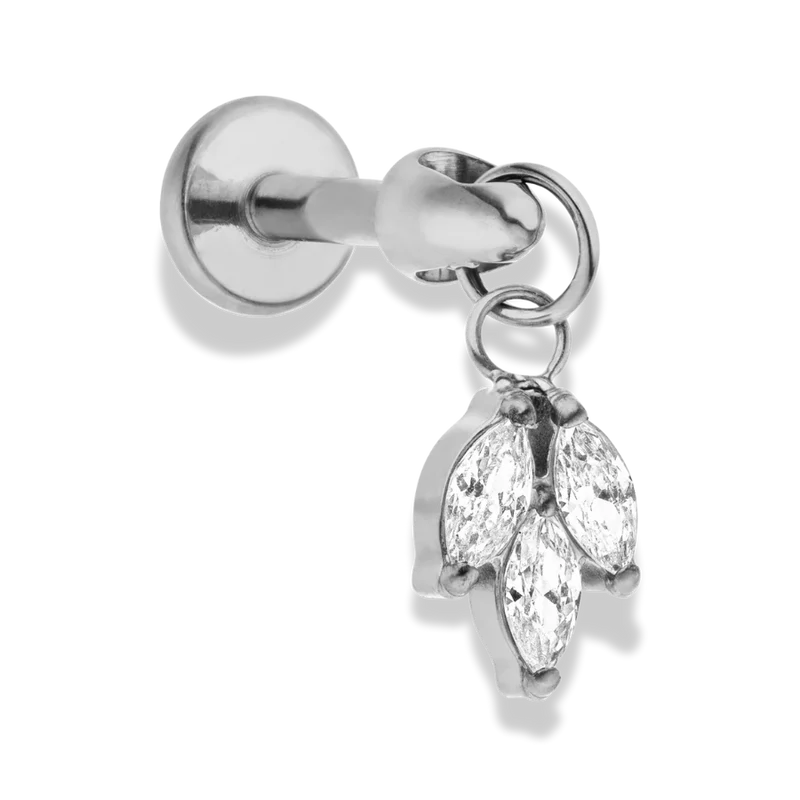 Dangling Leaf Labret Piercing - Titan