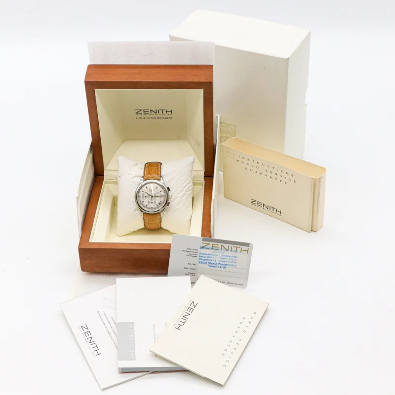 Zenith El Primero 38mm Chronograph Cal.400 01500400 B&P Stahl Leder Dif33379