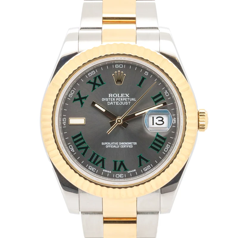 Rolex Datejust II Wimbledon 41mm 116333 Stahl Gold LC100 B&P Dif FR19242