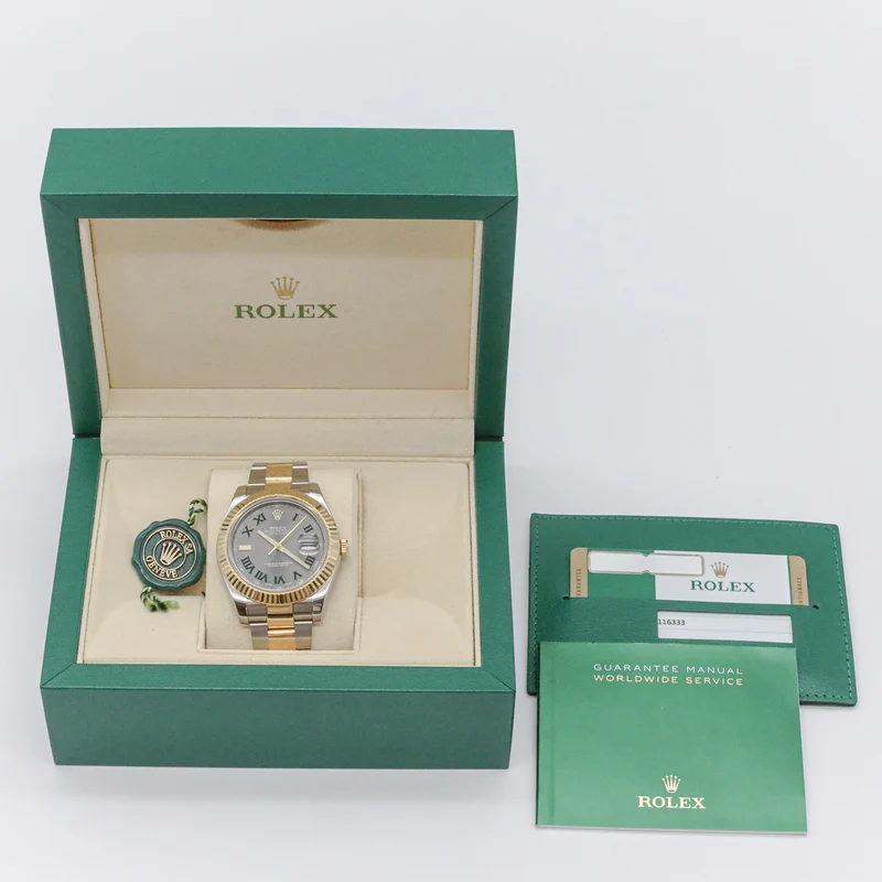 Rolex Datejust II Wimbledon 41mm 116333 Stahl Gold LC100 B&P Dif FR19242