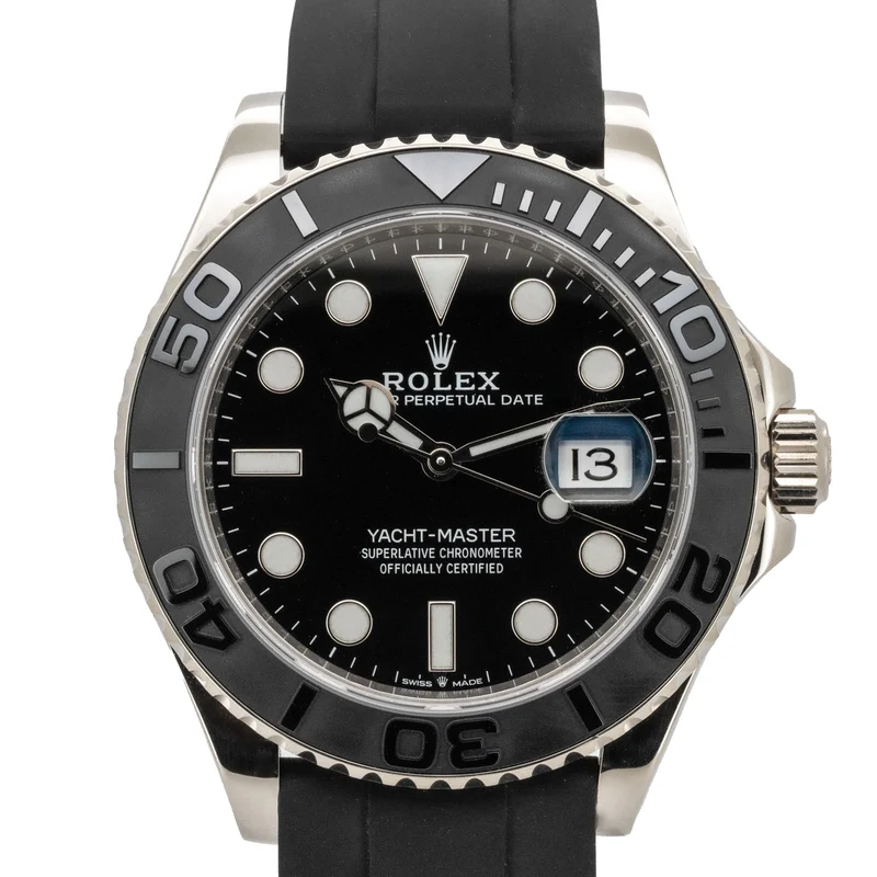 Rolex Yacht-Master 42mm 226659 Oysterflex White Gold Black Dial B&P