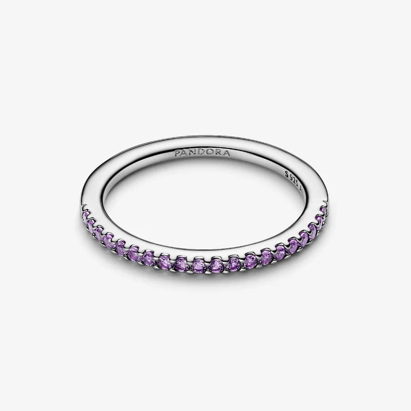 Sparkling Purple Half-Eternity Band Ring, Size 50