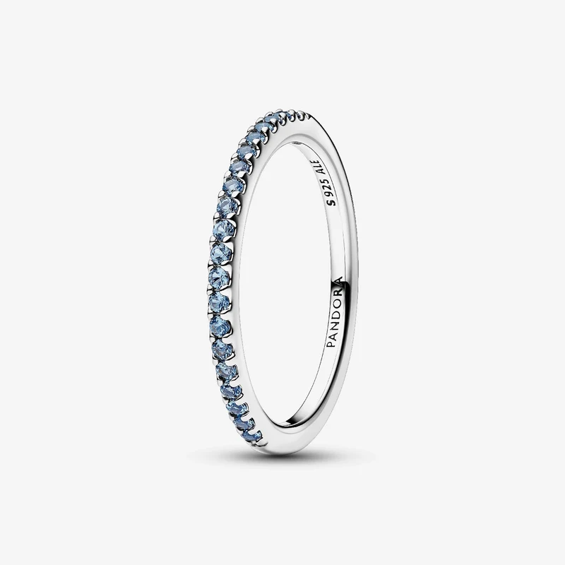 Sparkling Aquamarine Half-Eternity Band Ring, Size 54