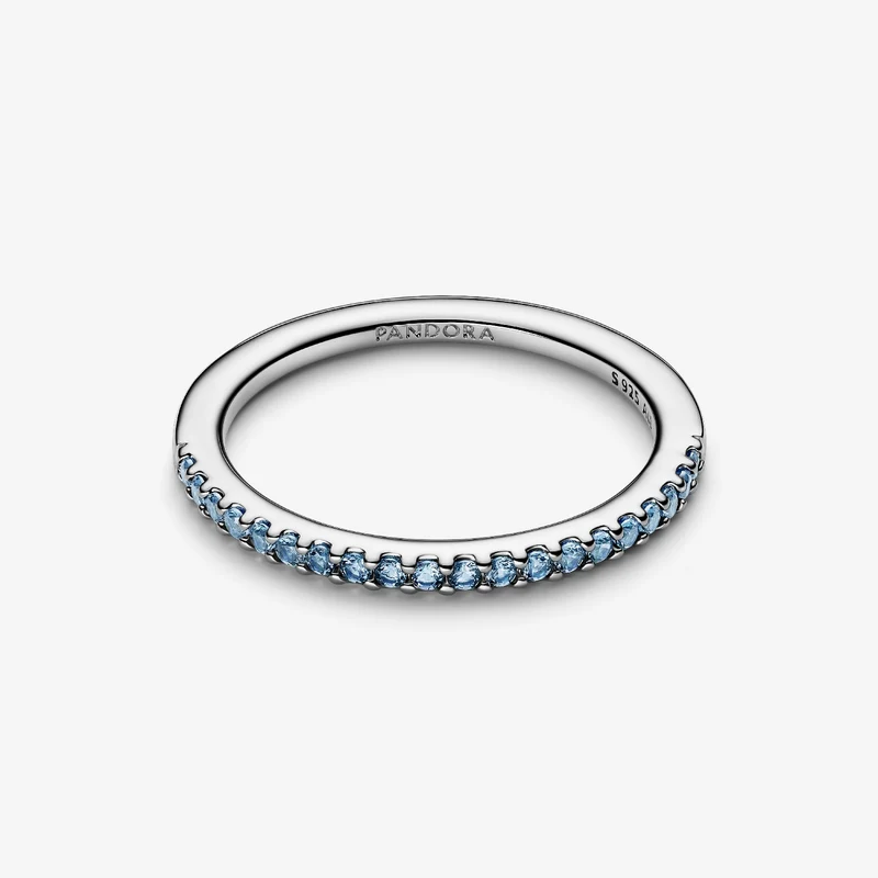 Sparkling Aquamarine Half-Eternity Band Ring, Size 54