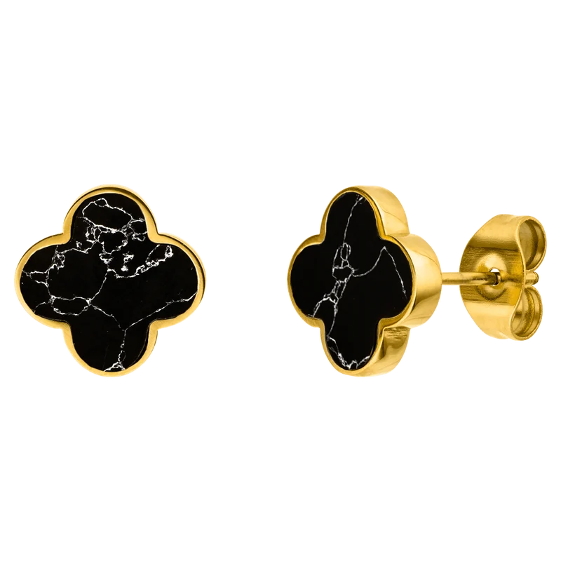 Clover Marmor Ohrstecker | 18K vergoldet