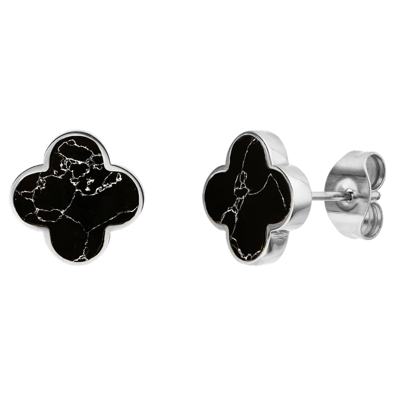 Clover Marmor Ohrstecker | 18K vergoldet
