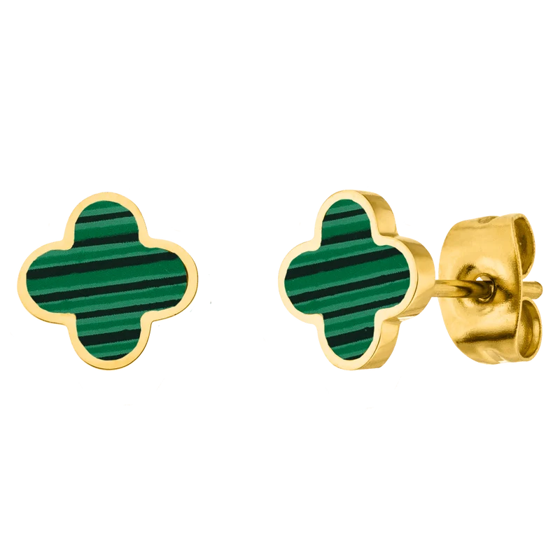 Green Clover Ohrstecker | 18K vergoldet