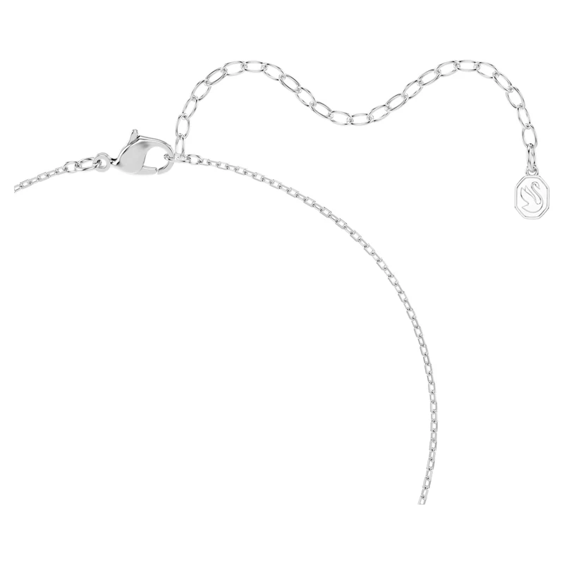 Una Angelic Necklace & Earrings Set with Cushion-Cut White Crystal in Rhodium Silver
