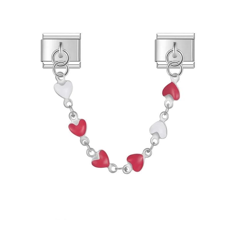 Zufallsfarbe Herz Charm-Kette Silber