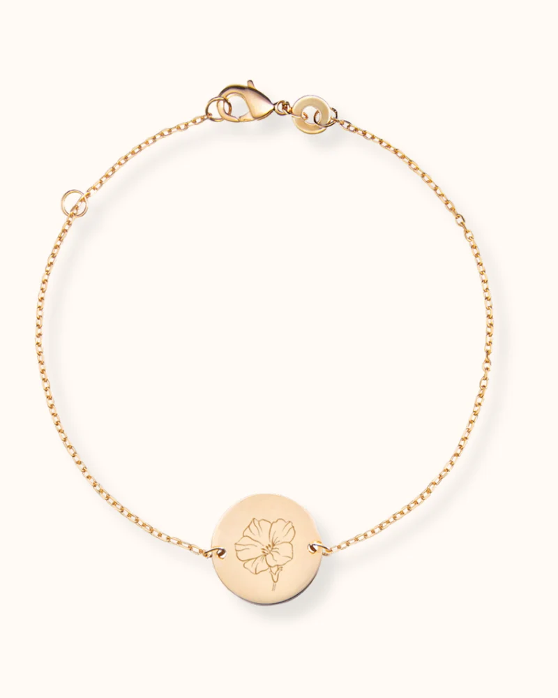 Geboortebloem Coin Armband - Verguld - Gepersonaliseerde Armband