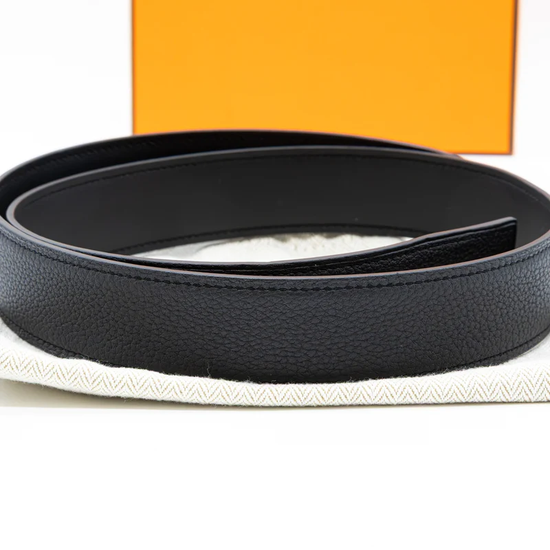 Hermès H Gürtel 32mm Wendbarer Lederriemen Schwarz Palladium H-Schließe Damen Neu