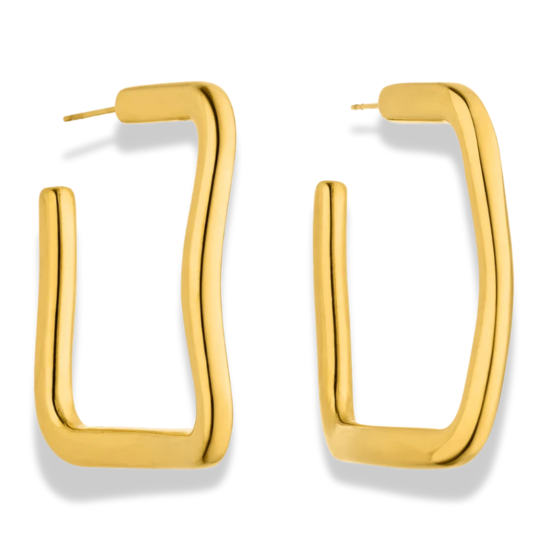 Popular Melty Square Ohrstecker 14K Vergoldet