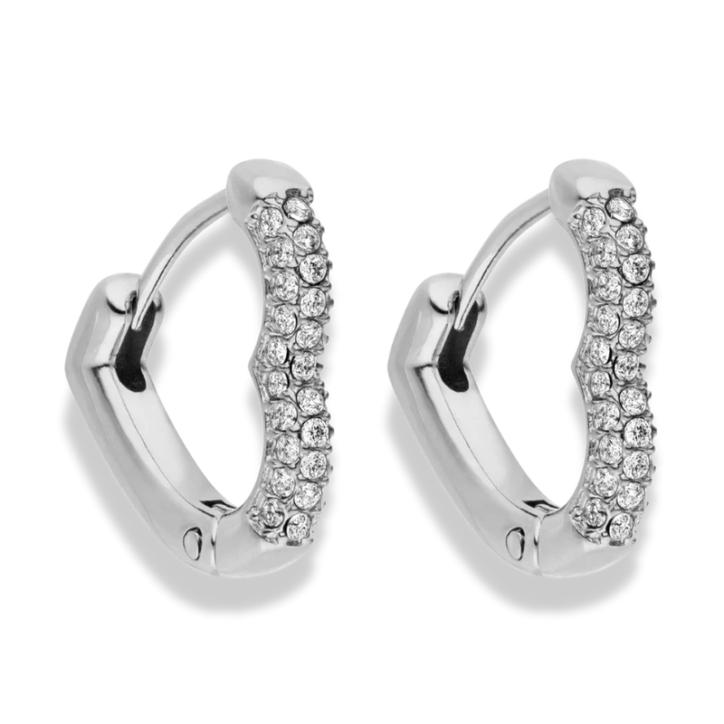 Pave Heart Huggie Ohrringe 14K Vergoldet
