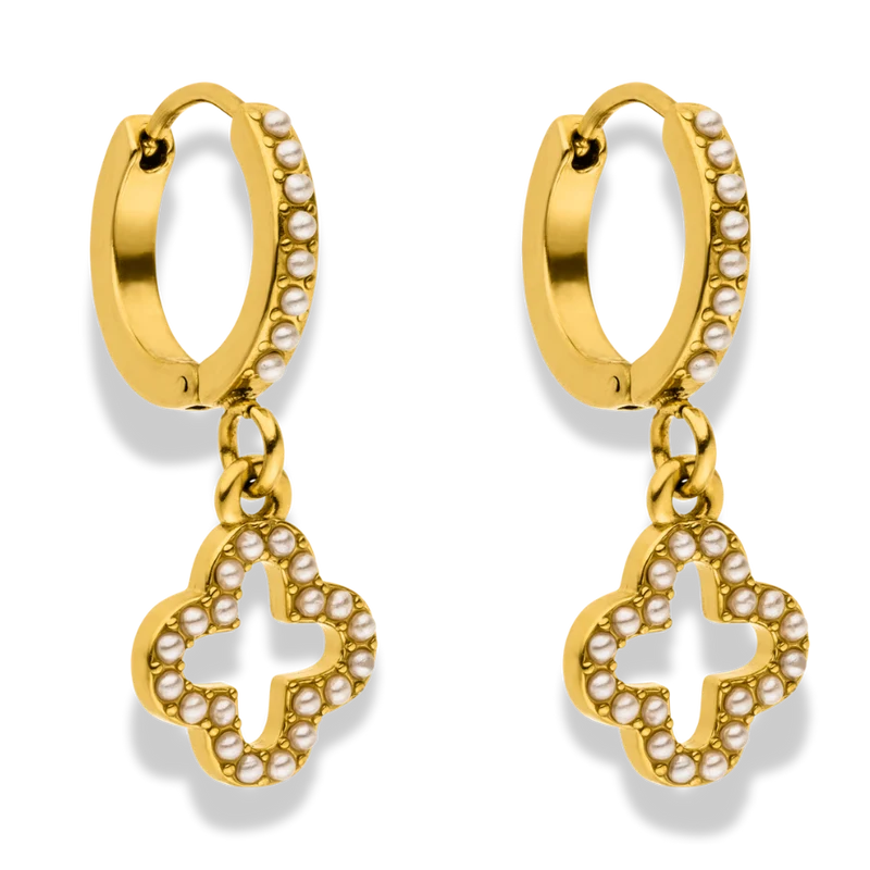 Pearl Lucky Aura Huggie Ohrringe 14K Vergoldet
