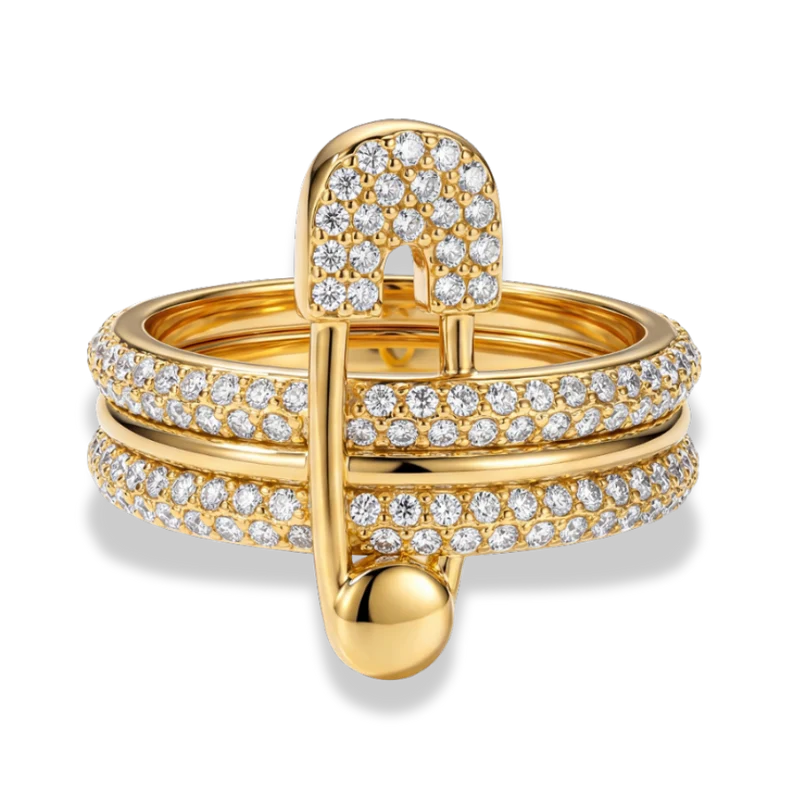 Pave Flow Safety Ring 14K Vergoldung