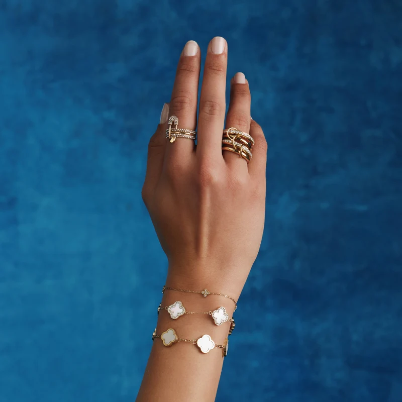 Pave Flow Safety Ring 14K Vergoldung