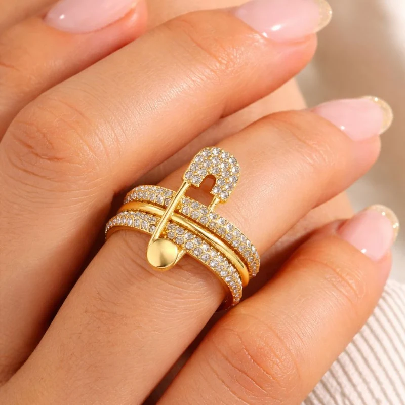 Pave Flow Safety Ring 14K Vergoldung
