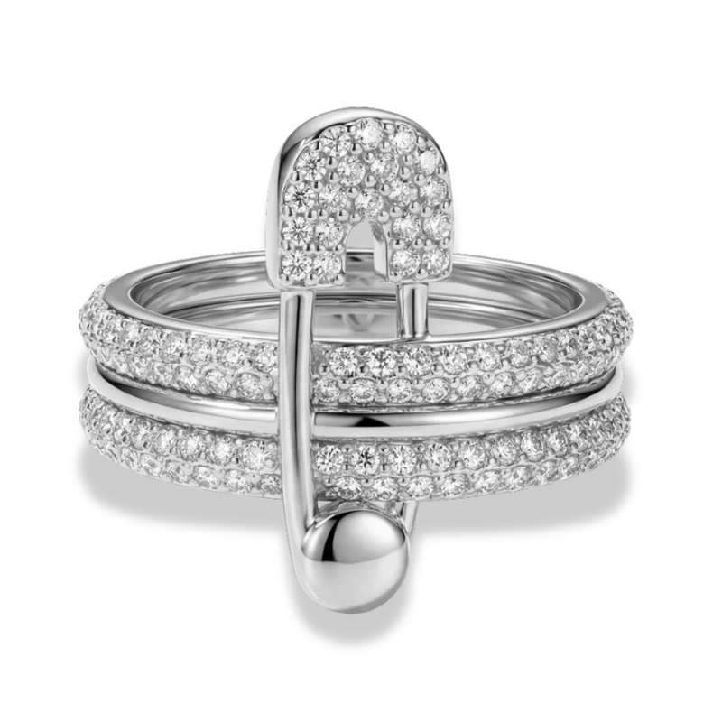 Pave Flow Safety Ring 14K Vergoldung
