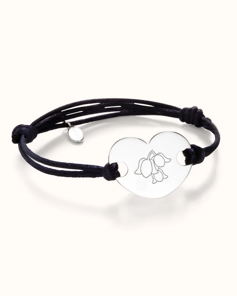Geboortebloem Heart Armband - Zilver - Gepersonaliseerde Armband