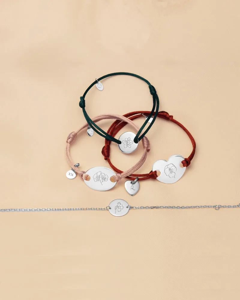 Geboortebloem Heart Armband - Zilver - Gepersonaliseerde Armband