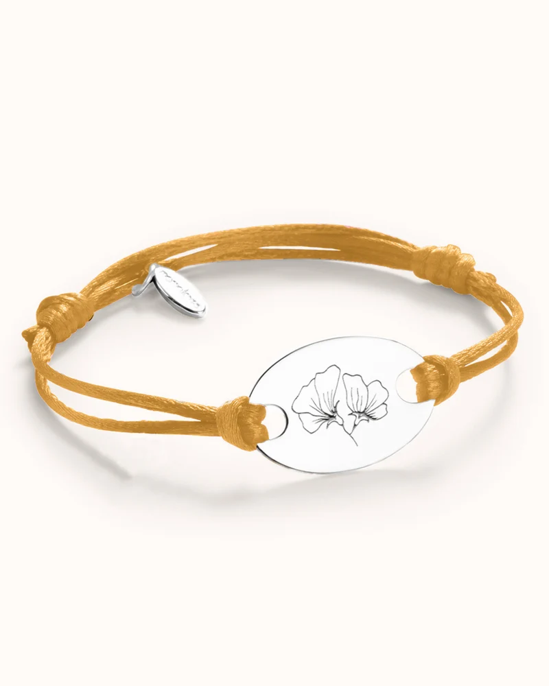 Geboortebloem Oval Armband - Zilver - Gepersonaliseerde Armband