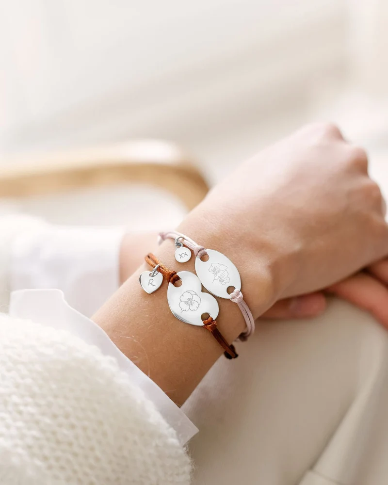 Geboortebloem Oval Armband - Zilver - Gepersonaliseerde Armband