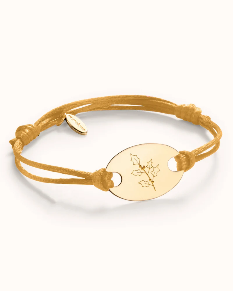 Geboortebloem Oval Armband - Verguld - Gepersonaliseerde Armband