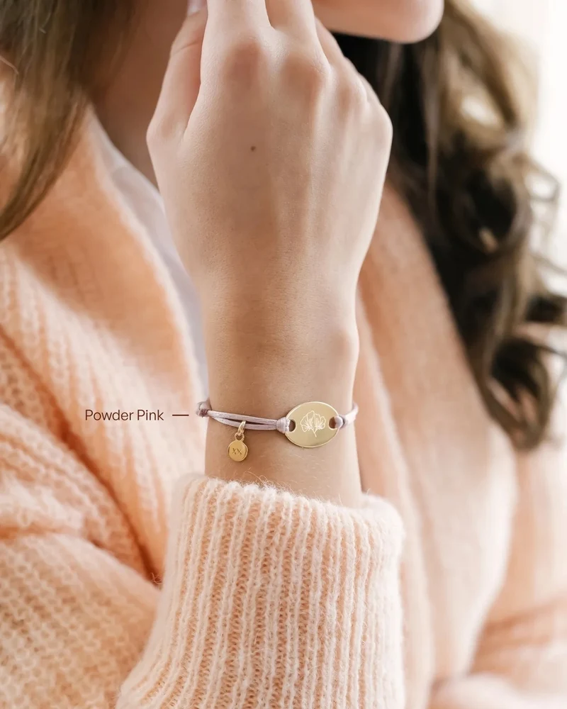 Geboortebloem Oval Armband - Verguld - Gepersonaliseerde Armband
