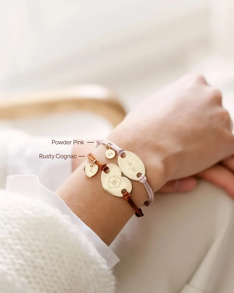 Geboortebloem Oval Armband - Verguld - Gepersonaliseerde Armband