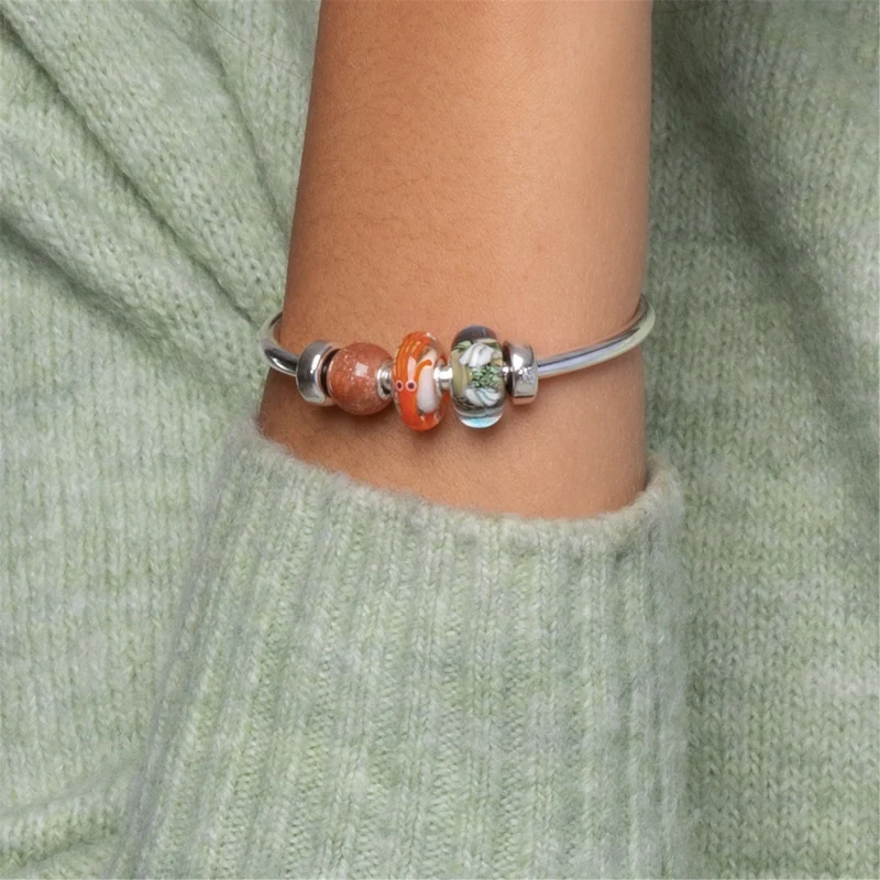 Sterling Silber Armspange mit zwei Silber Spacer