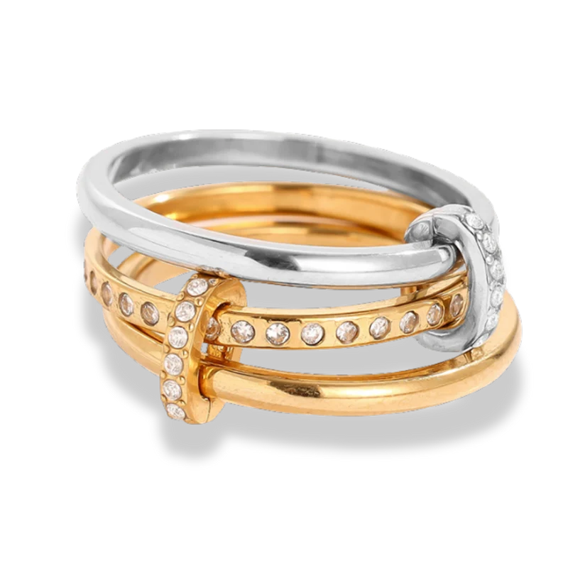 Triple Pave Infinity Flow Ring 14K Vergoldet