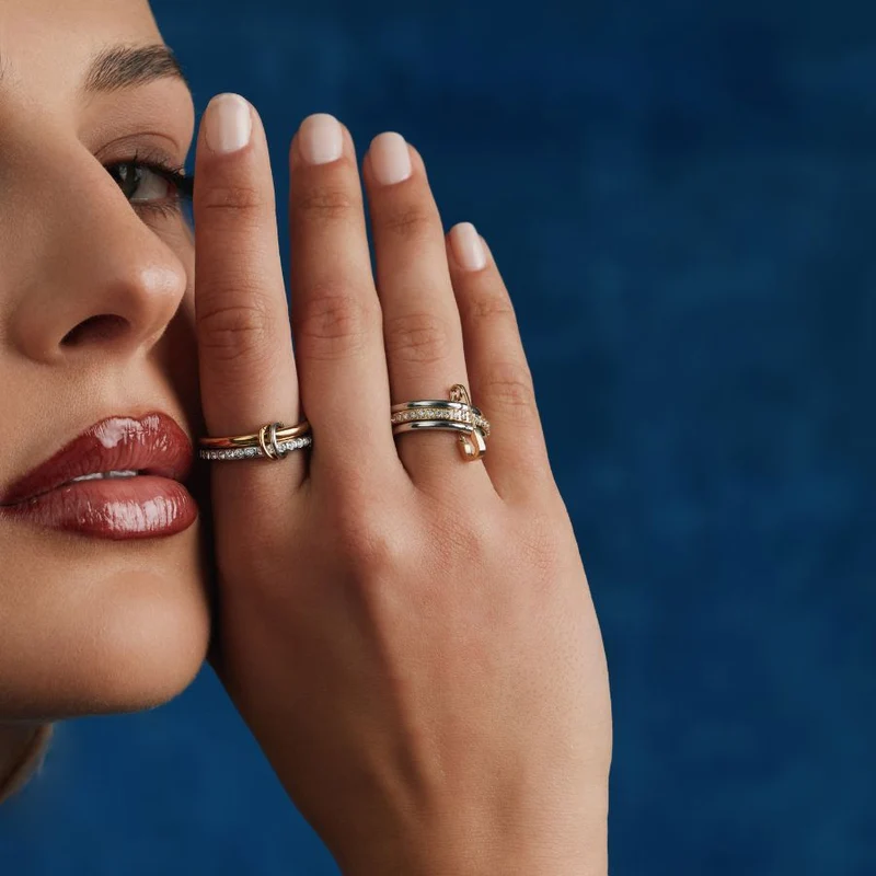 Pave Bi-Color Infinity Flow Ring 14K Vergoldet