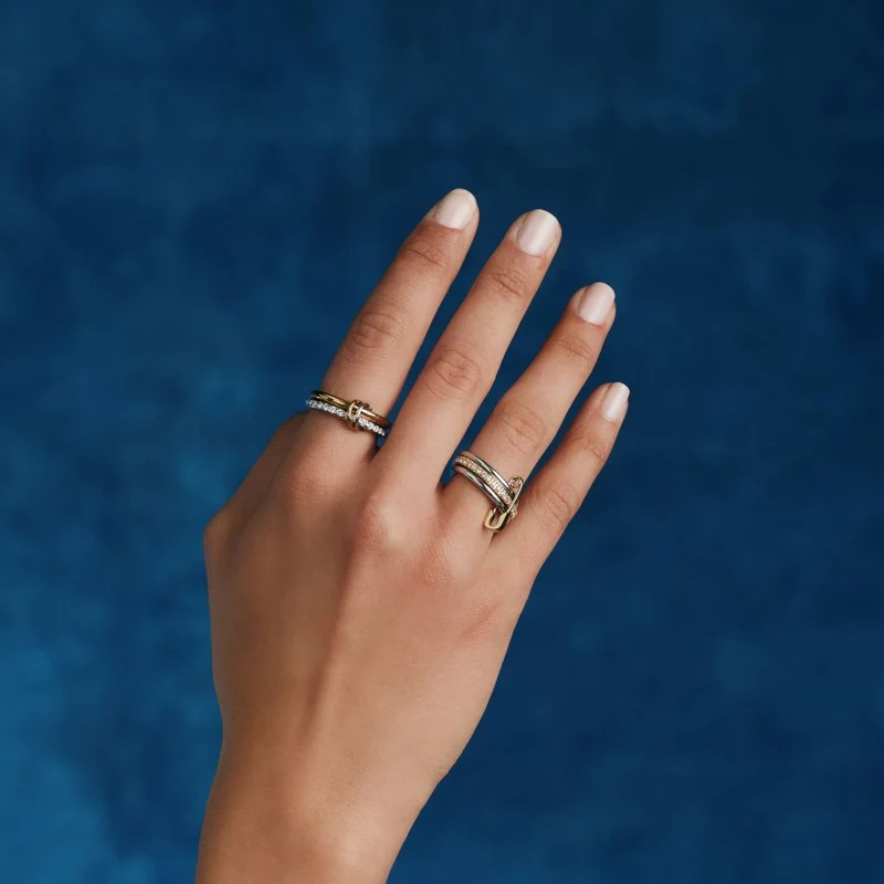 Pave Bi-Color Infinity Flow Ring 14K Vergoldet