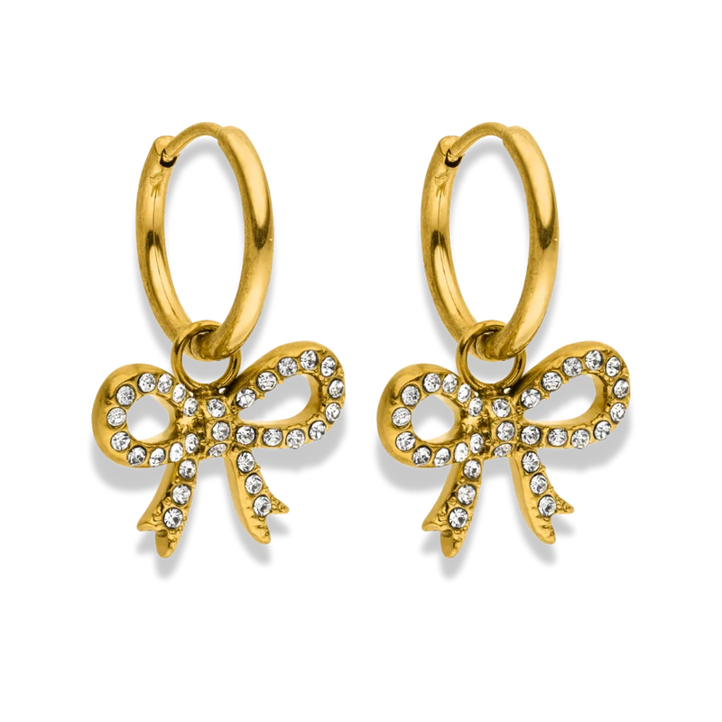 Pave Ribbon Huggie Ohrringe 14K Vergoldet