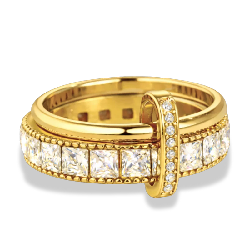 Square Pave Infinity Flow Ring 14K Vergoldet