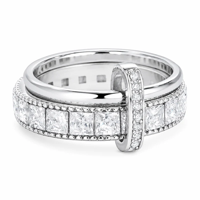 Square Pave Infinity Flow Ring 14K Vergoldet